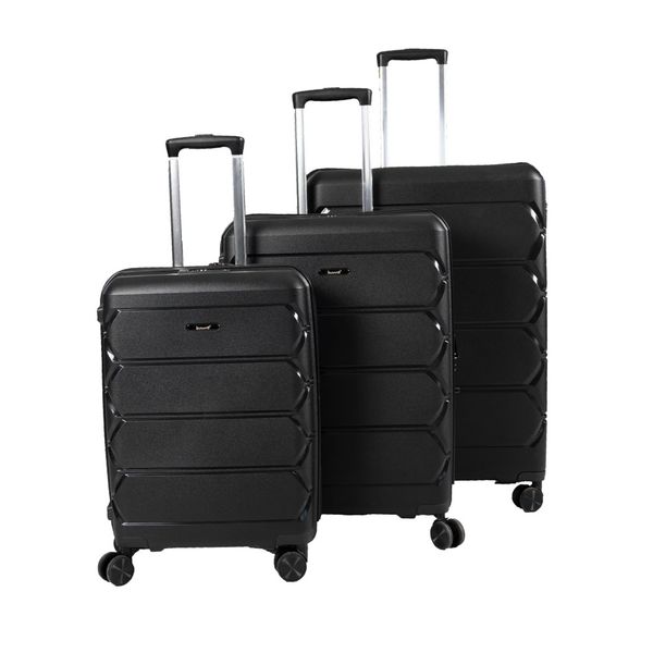 Bubule -3 Piece Hard Outer Shell Luggage Set PPL14 55/65/75cm - Black