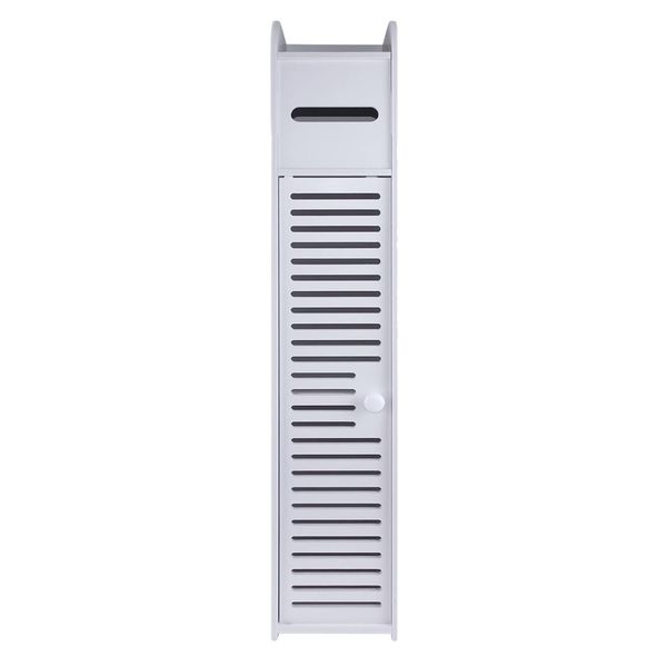 Decor Thin Bathroom White Storage Cupboard Toilet Paper Holder Cabinet 80cm
