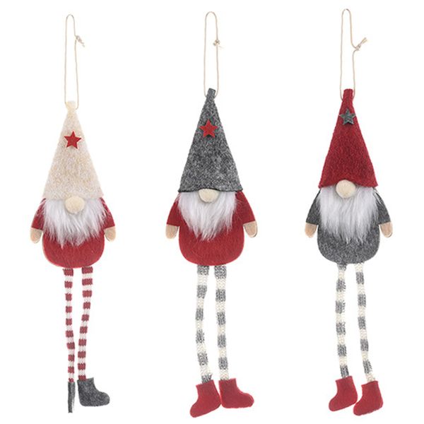 3 Pack Christmas Faceless Long Leg Gnome Santa Xmas Tree Hanging Drop Orna