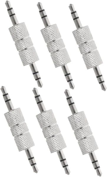6pcs Male to Male Audio Adapter Metal Stereo Jack Coupler Connector