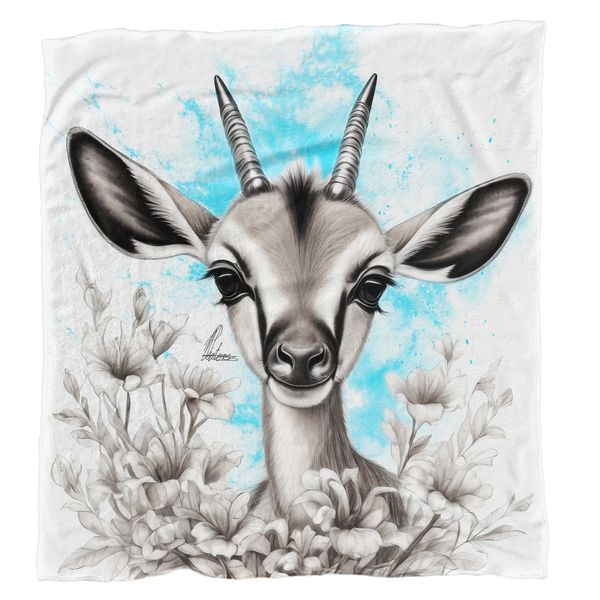 Blue Baby Springbok Light Weight Fleece Blanket image
