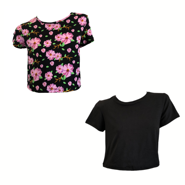 Maternity 2-Pack Short Sleeve Dty Crop Tops Blac image
