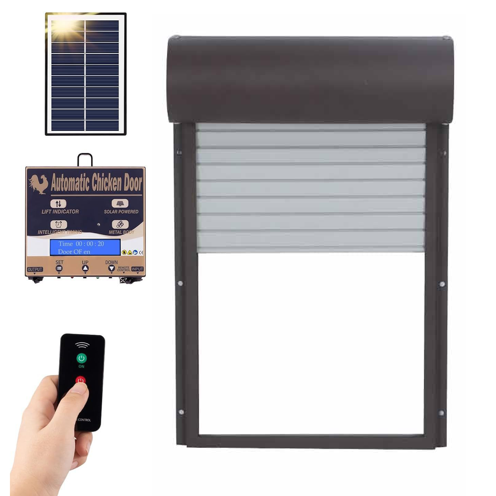 Solar Auto Chicken Coop Door with Remote Control Anti-Pinch for Poultry