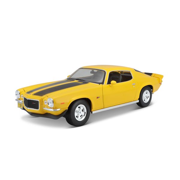 Maisto 1/18 Chevrolet Camaro 1971 - Yellow/Black Stripe (26cm Long)