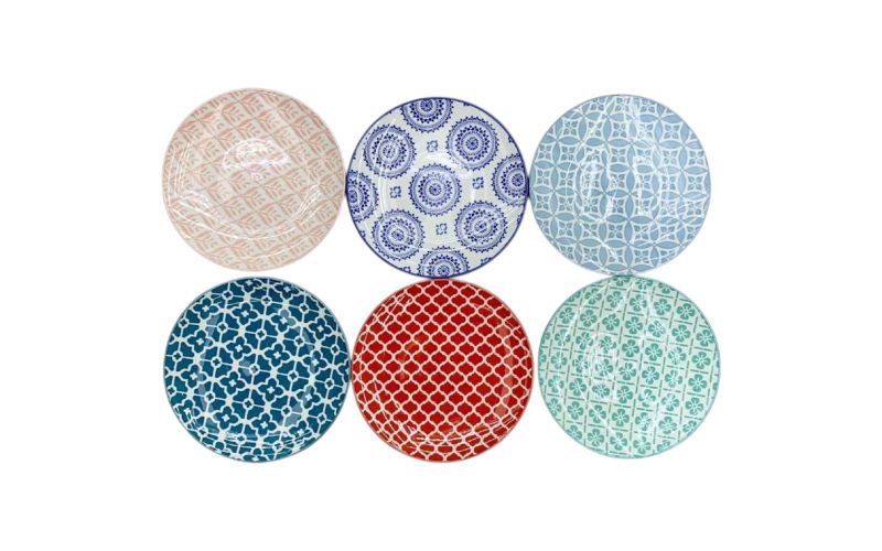 6-Piece Mixed Bohemian Dinner Plate Set - 26.7cm.