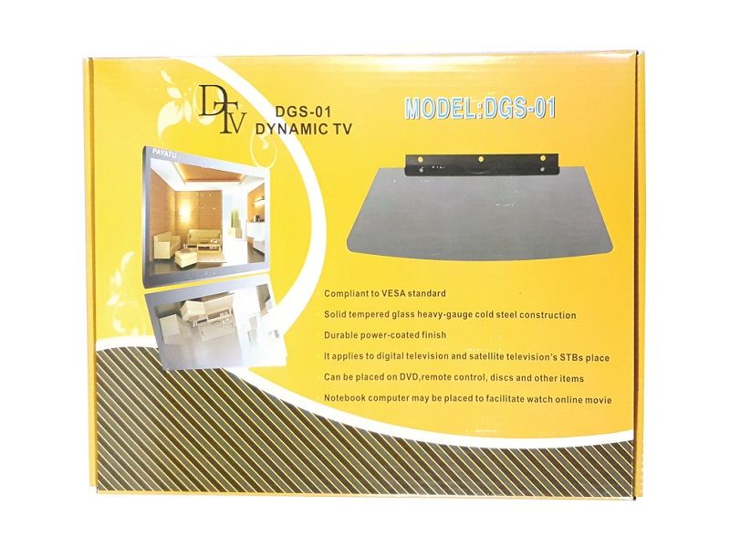 DTV Single Illuminating Mirror Glass Shelf