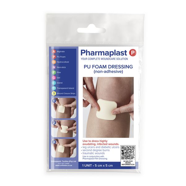 Pharmaplast PU Foam Dressing (Non-Adhesive) 5 x 5cm (Single)