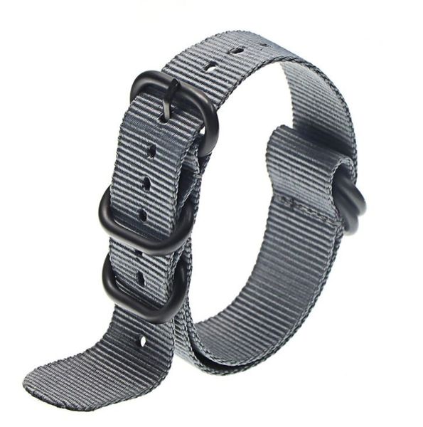 Universal Nato Rugged Replacement Watch Strap - Grey 22mm Black Buckle