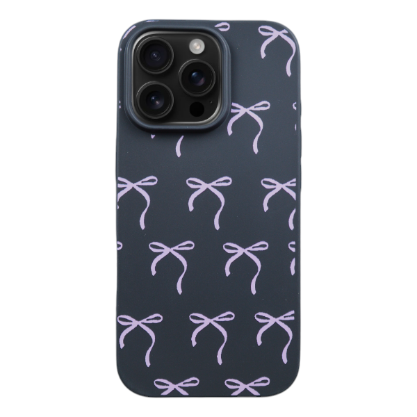 Cute Pink Bows Phone Case Compatible With iPhone 16 Pro - Black