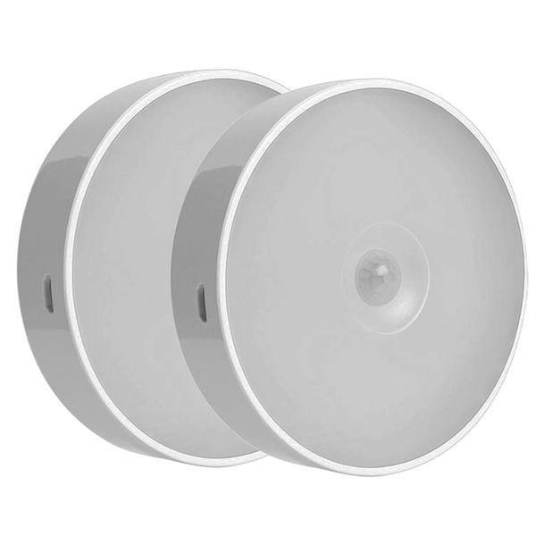 Rechargeable Motion Sensor Lights Magnetic Mount Round (Cool White) -2 Pack