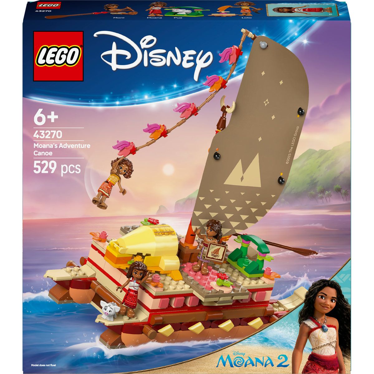 LEGO® Disney Princess Moana’s Adventure Canoe Fantasy Toy Model Kit ...