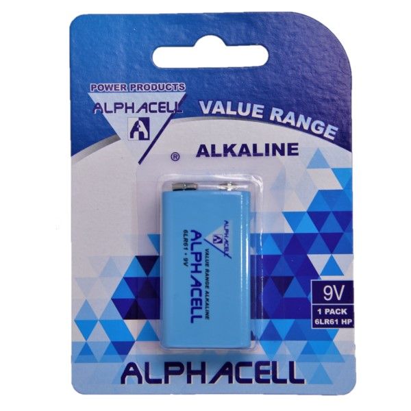 3 Pack of Alphacell Value Battery Size 9v 1-Piece Total 3 Batteries