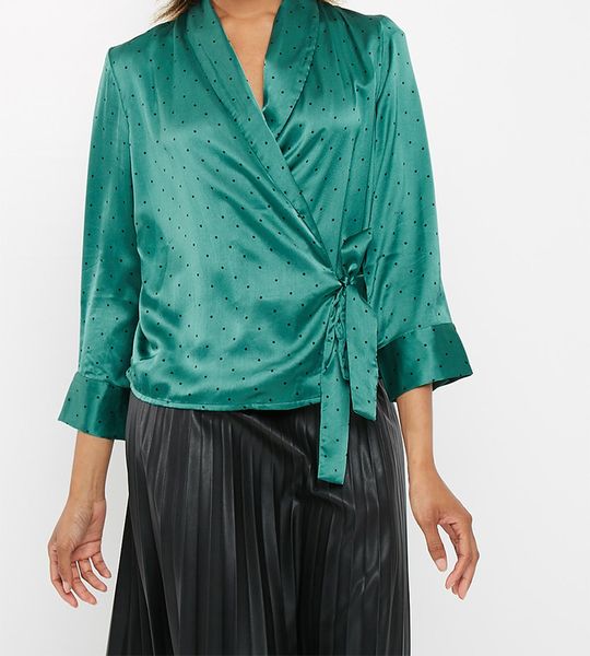 Women's Vero Moda Henna Satin Wrap Top - Bayberry