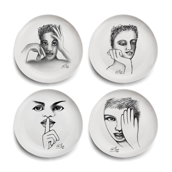 Carrol Boyes Dinner Plate Set of 4- Modern Sketchbook Mix