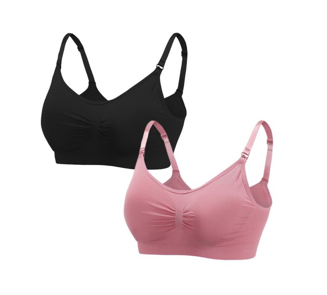 Comfort Nursing Bra Bralette 2-Pack Wireless Maternity Breastfeeding Bra