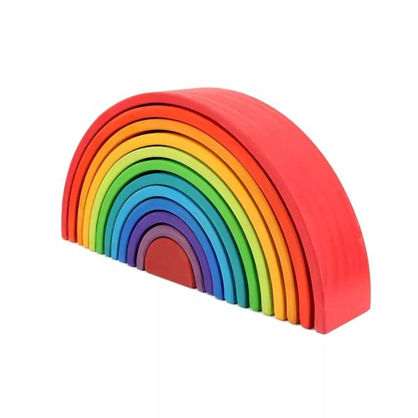 Toddlers Early Educational Rainbow Stacker Building Blocks Toy - 12-Piece