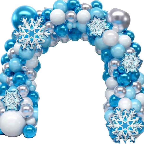 IPSTYLE 126PCS Snowflake Balloon Wreath Kit for Winter Party Birthdays