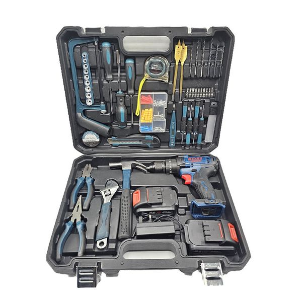 Professional 100pcs Hand Tool Set with 24V Cordless Hammer Drill Set-AD-644