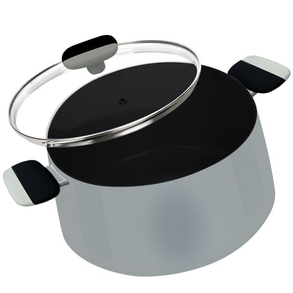 6.1 L - Elegant Aluminium Durable Non-Stick Pot with Glass Lid - Large