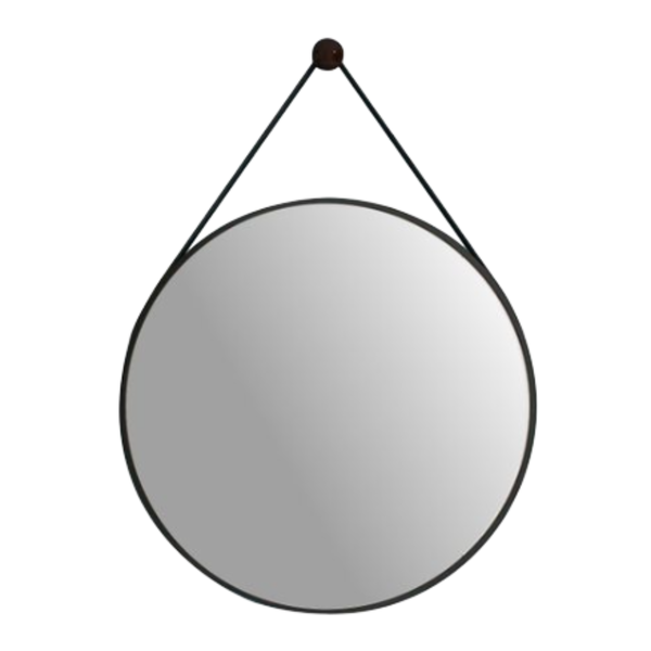 80cm Decorative Mirror - Round, Black Frame
