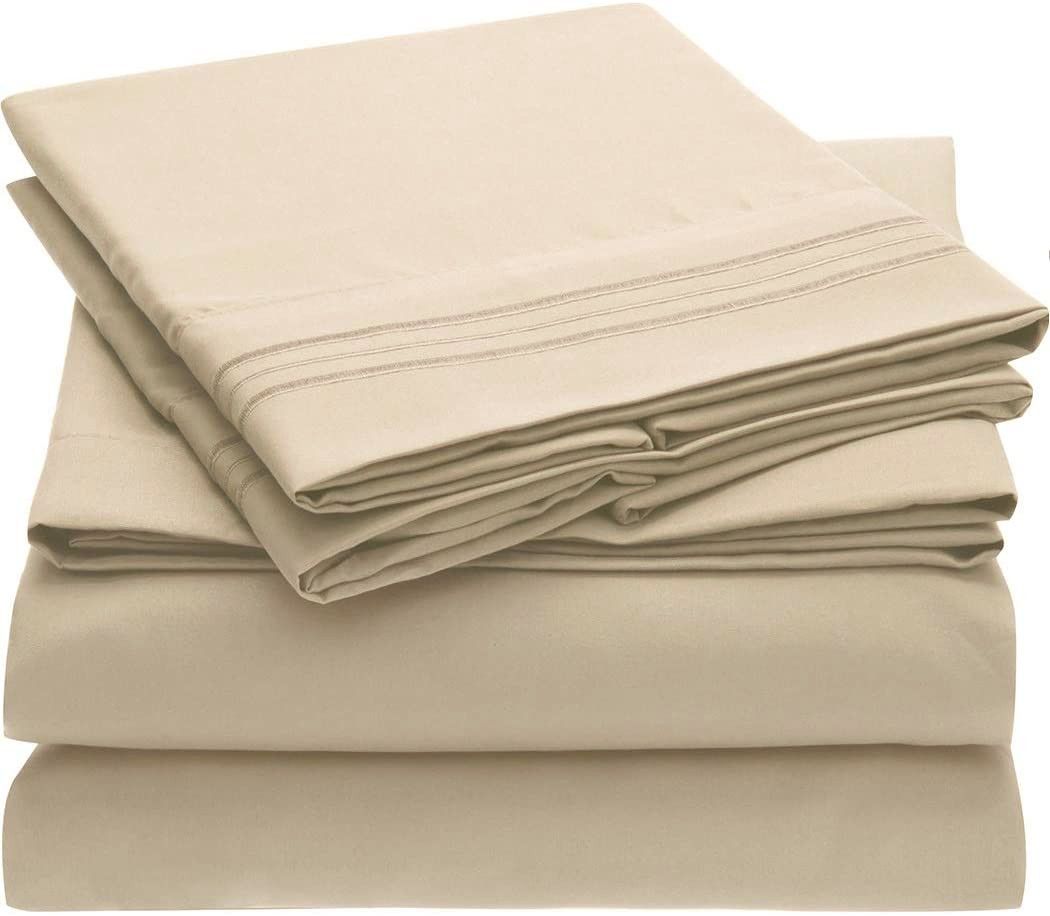 Wonder Towel Luxury Wrinkle Resistant King Sheet Set 4 pcs Cool Cream ...