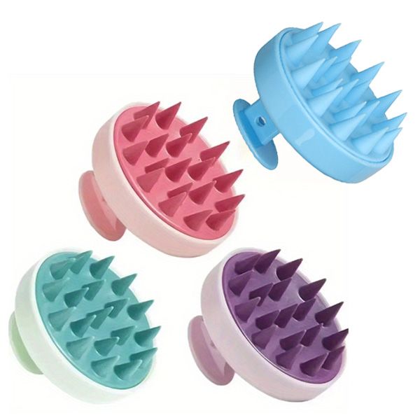 4 Scalp Massage Brushes - Soft Silicone Bristles