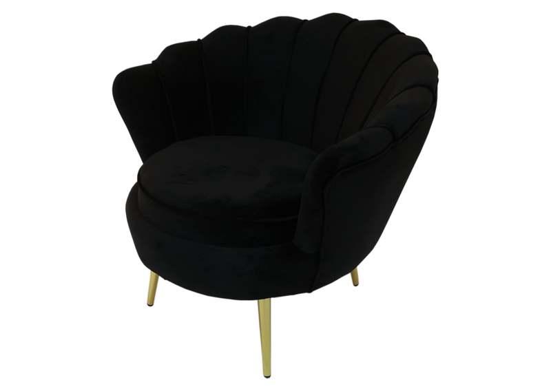 Tulip Velvet Single Seater Couch - Black