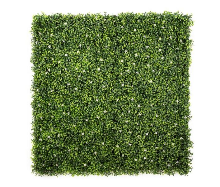 Artificial UV Protected Ivy Hedge Green Buxus with Flower - 1m x 1m