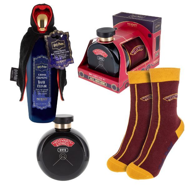 Harry Potter 4 Pc Gift Set - Bath Elixir, Hogwarts Body Wash &amp; House Socks