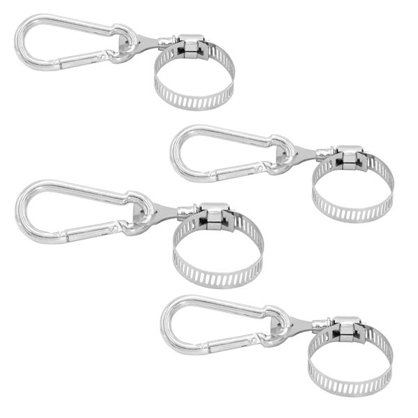 Tool Camping Stainless Steel Flag Pole Clips With Clamps Set of 4 - 3.2cm