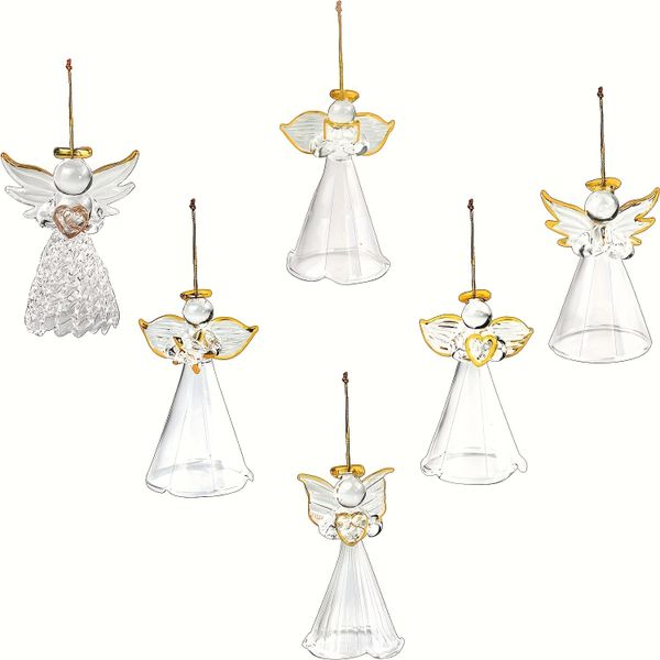 6pcs Glass Angel Christmas Ornaments, 2.5 Inch
