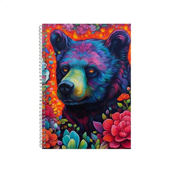 Black Bear Neon Notebook Gift Idea Writing Book Notepad Pad 70