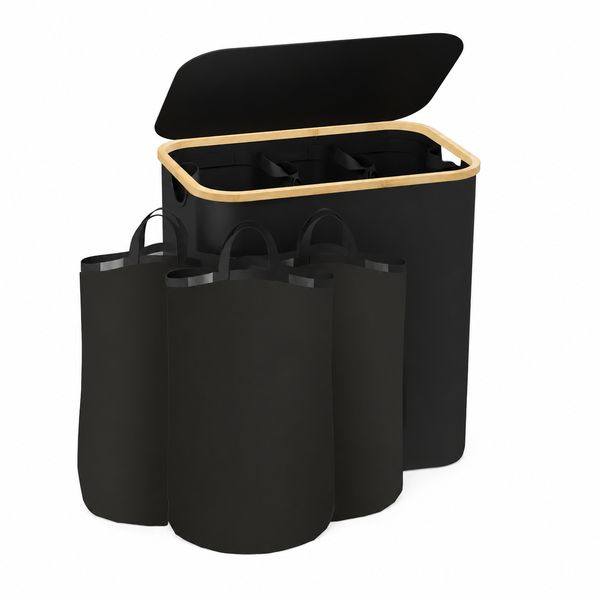 160L Large Capacity 3-Section Laundry Hamper with Lid