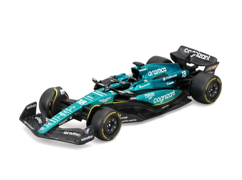 Bburago 1/43 Aston Martin F1 AMR23 2023 - Number 18 Lance Stroll - 13cm Long