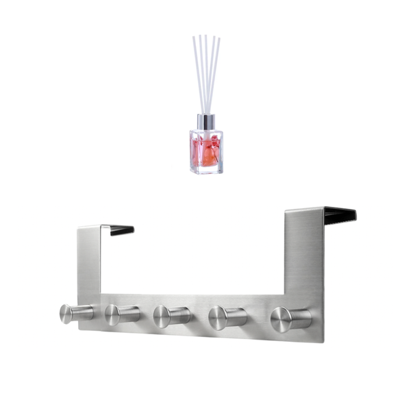5 Hook Stainless Steel Door Hook with 30ml Reed Aroma Diffuser - 2 Pack