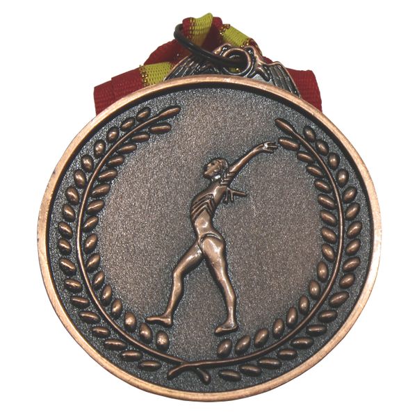 Medal - Gymnastics Alloy Metal Medal with Ribbon - 60mm Diameter - Bronze