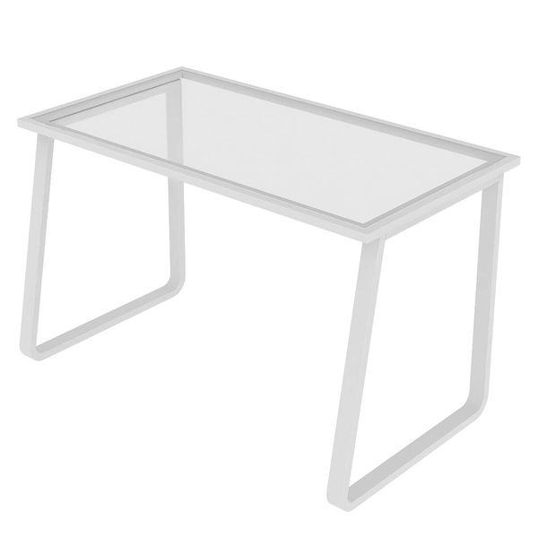 Nerdy Admin - 120cm Nordic Modern Style Tempered Glass Computer Desk- White