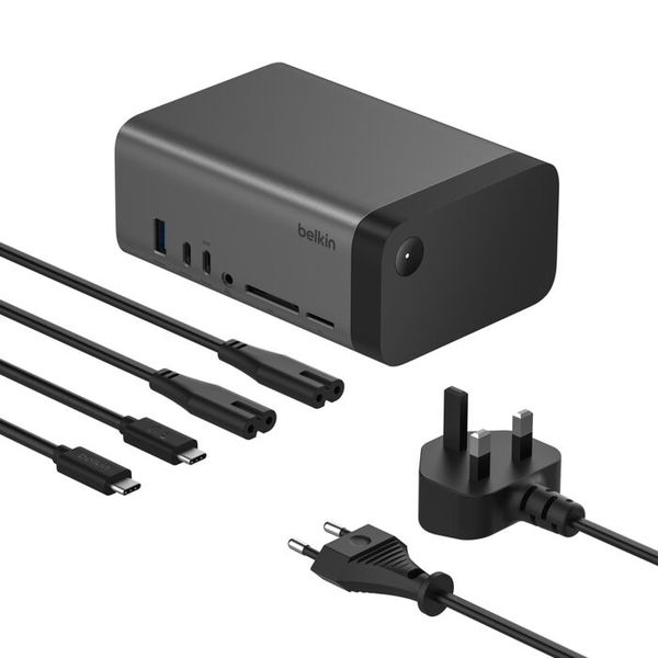 Belkin USB-C Hub, 11-in-1 Pro GaN Dock 150W, Multi-Port Docking Station w/ USB-C, USB-A, Ethernet, SD, MicroSD, 3.5mm Port, 4K HDMI Ports for Triple