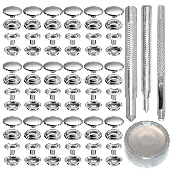 72Pcs 15Mm Stainless Steel Fastener Snap Press For Boat Canvas Silver