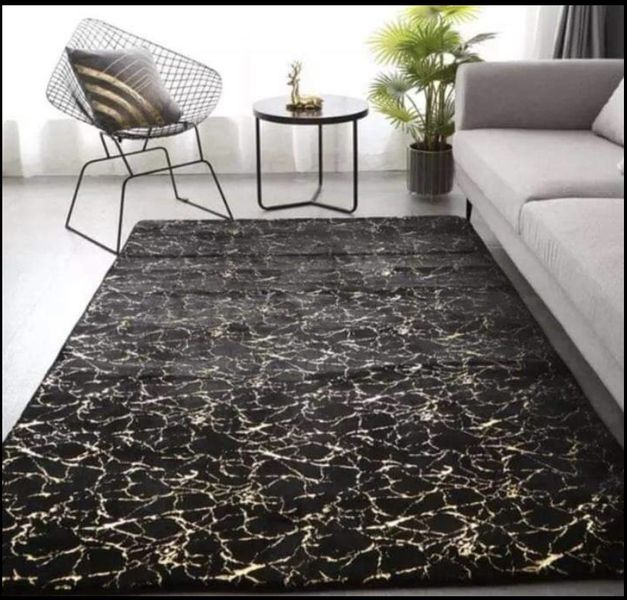 White Soft Rug with Gold Finish