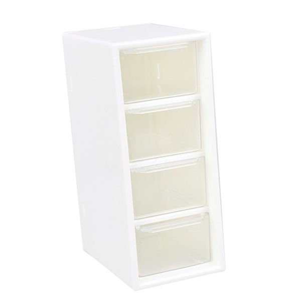 4-Drawer Clear Plastic Desktop Storage Organizer Box for Home Office