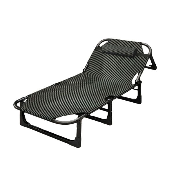 Tri Fold Camping Bed 190x67cm Steel Frame - Dark Grey
