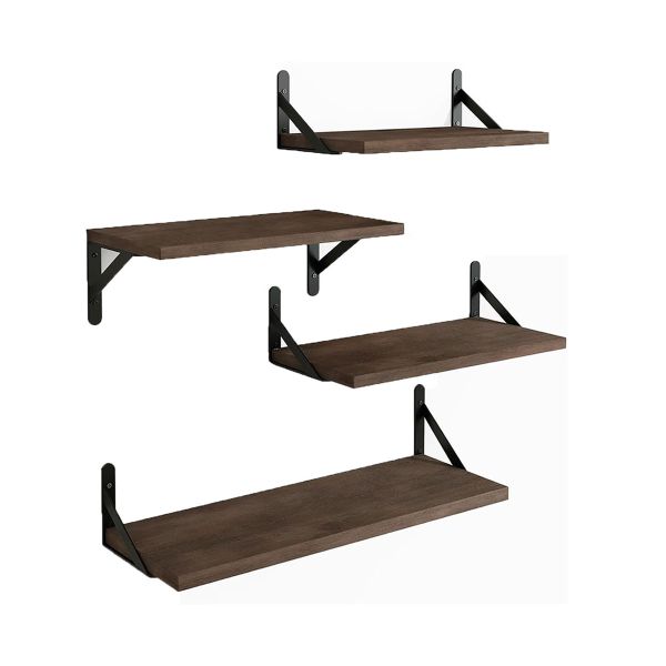 4Piece Wood Floating Shelves Wall Mounted Shelves For Living Room Bathroom