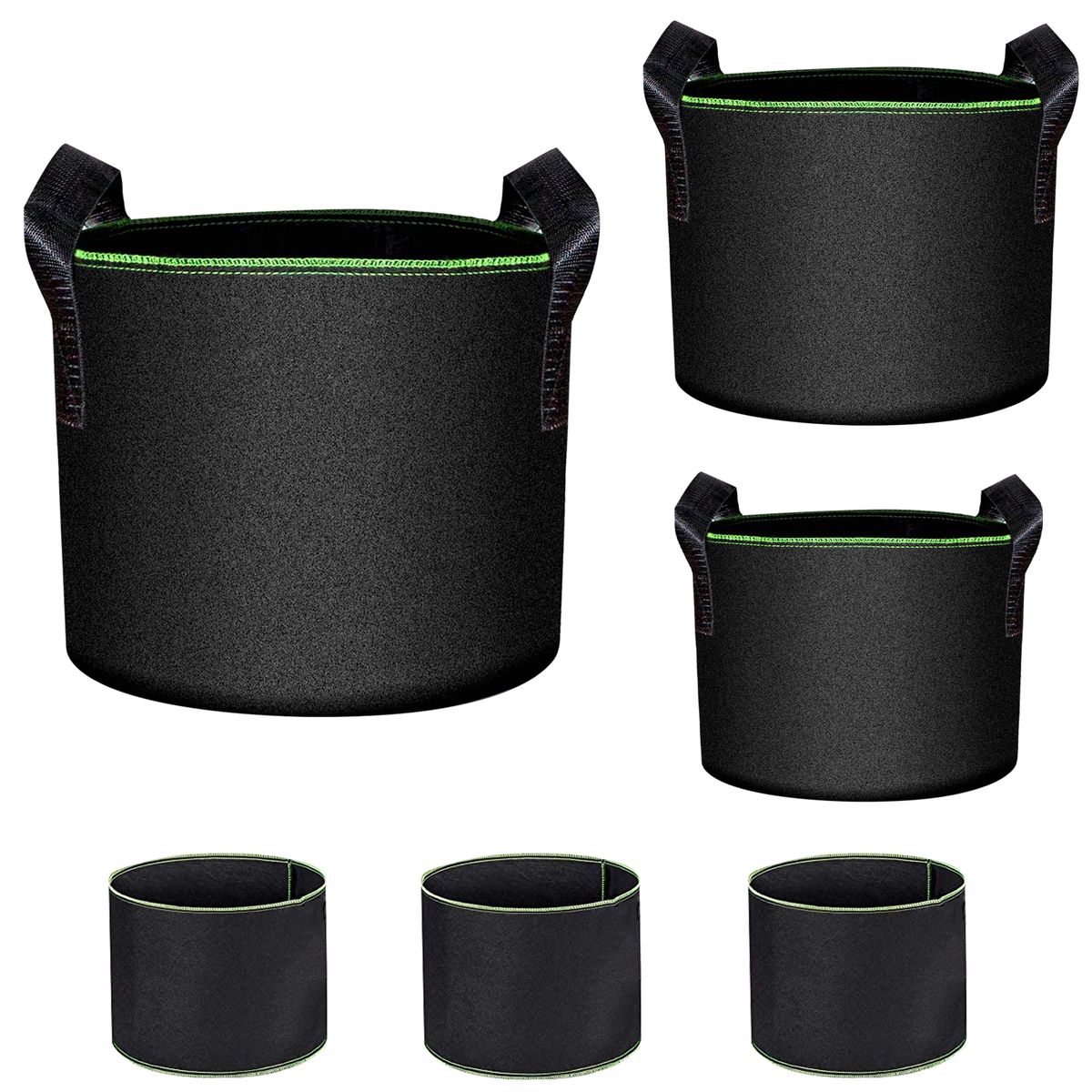Set of 6 Non-woven Breathable Planting Bags Fabric Plant Pots
