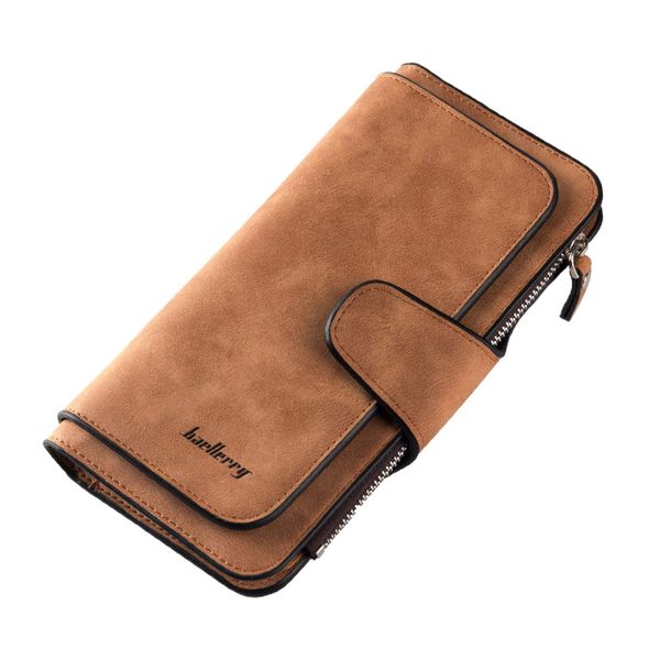 Women's Wallet - Large Tri-Fold PU Leather Multifunctional Wallet (Brown)