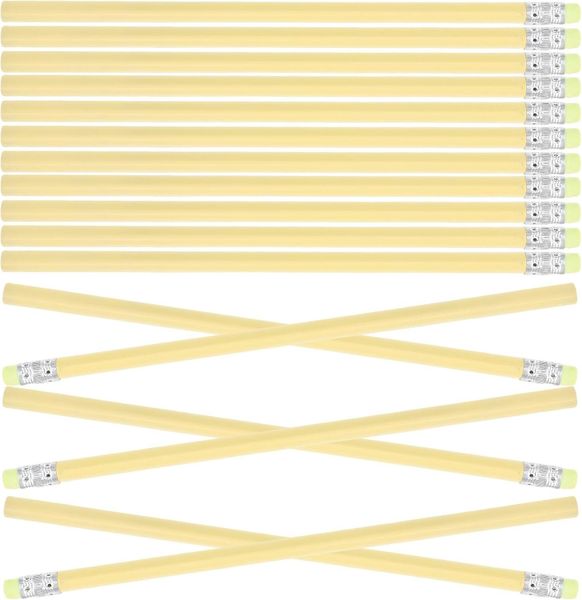 50pcs Yellow Wood Cased Pencils with Top Erasers Triangular Barrel