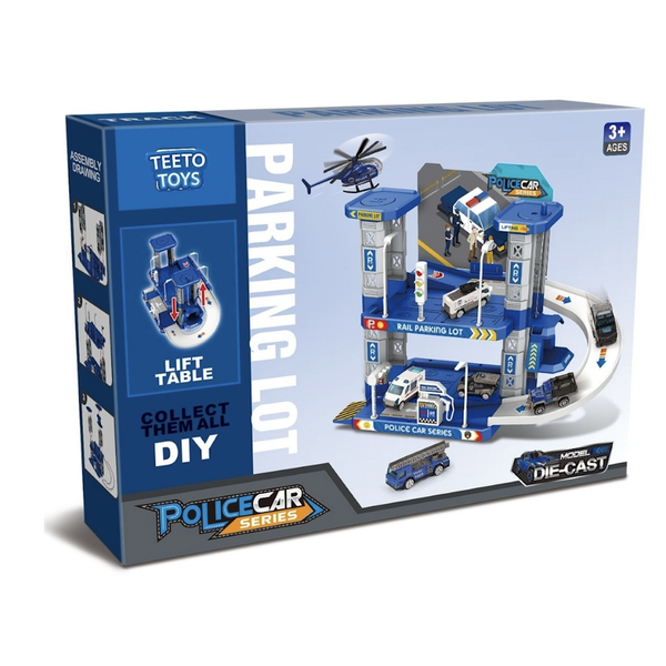 Police Car Parking Lot Playset - Toy Cars Set - Track Toys for Boys