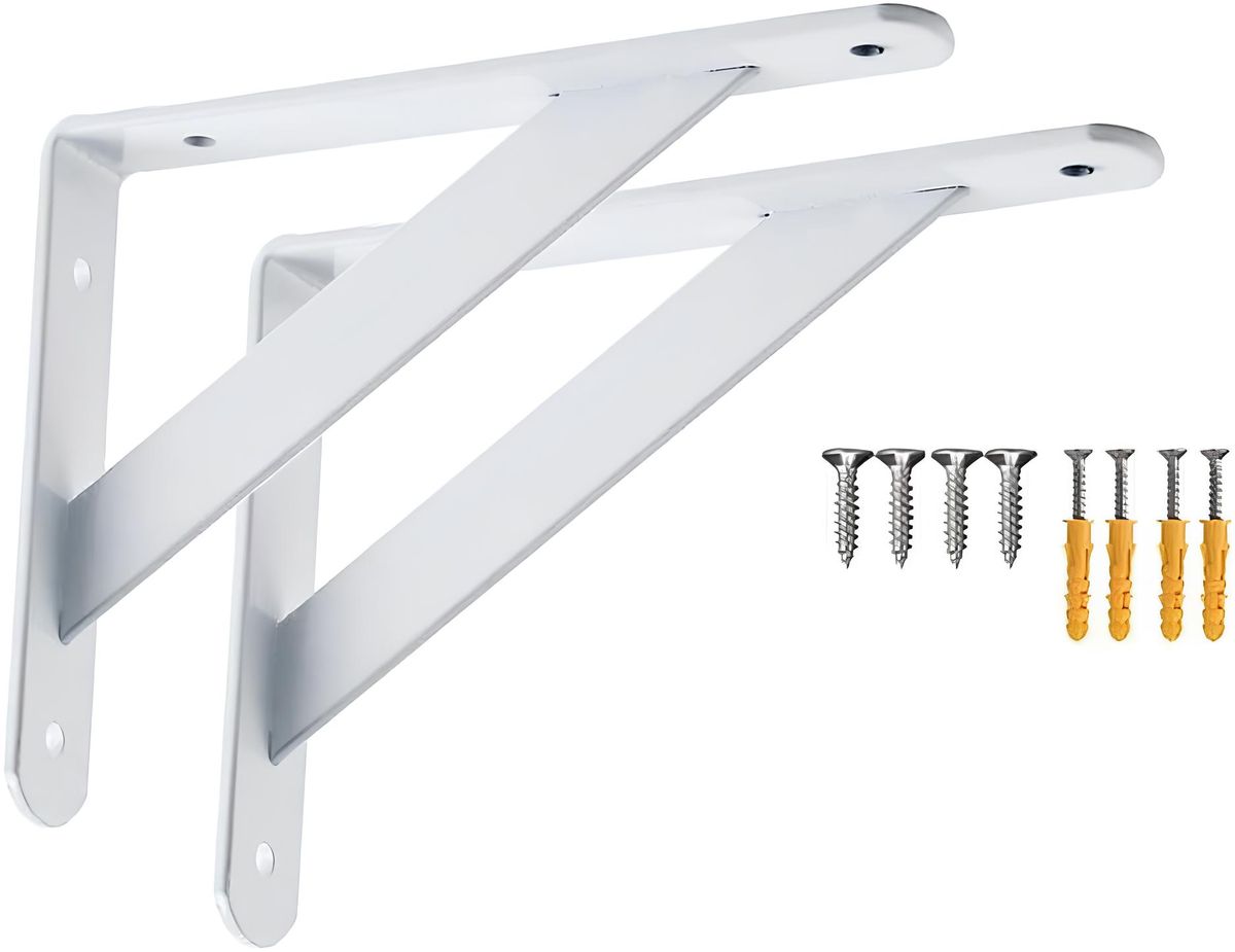 Shelf Brackets Heavy Duty 250mm L Brackets for Shelves 2 Pack with Hardware