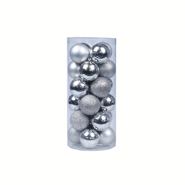 24 Metallic Finish Christmas Baubles, 3cm Shatterproof Decor