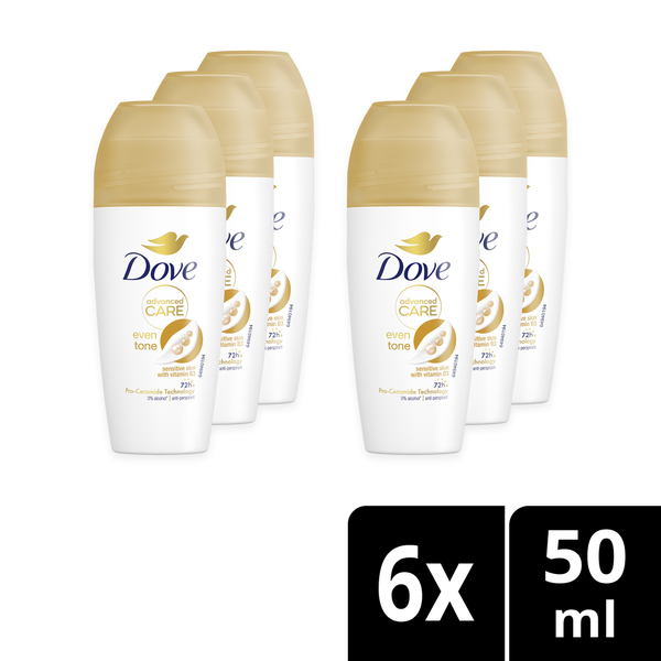 Dove Even Tone Sensitive Antiperspirant Roll-On Deodorant 6x50ml